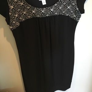 Black Embroidered Shift Dress